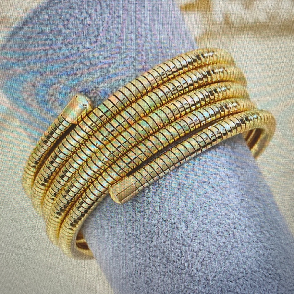 Elegant Gold Coil Stackable Bracelet Set - Women Jewelry - Picture 3 of 3